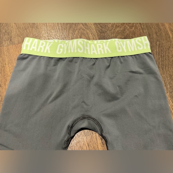 Gymshark Fit Seamless Leggings Charcoal Gray Lime Green Size Medium Workout - Picture 3 of 9